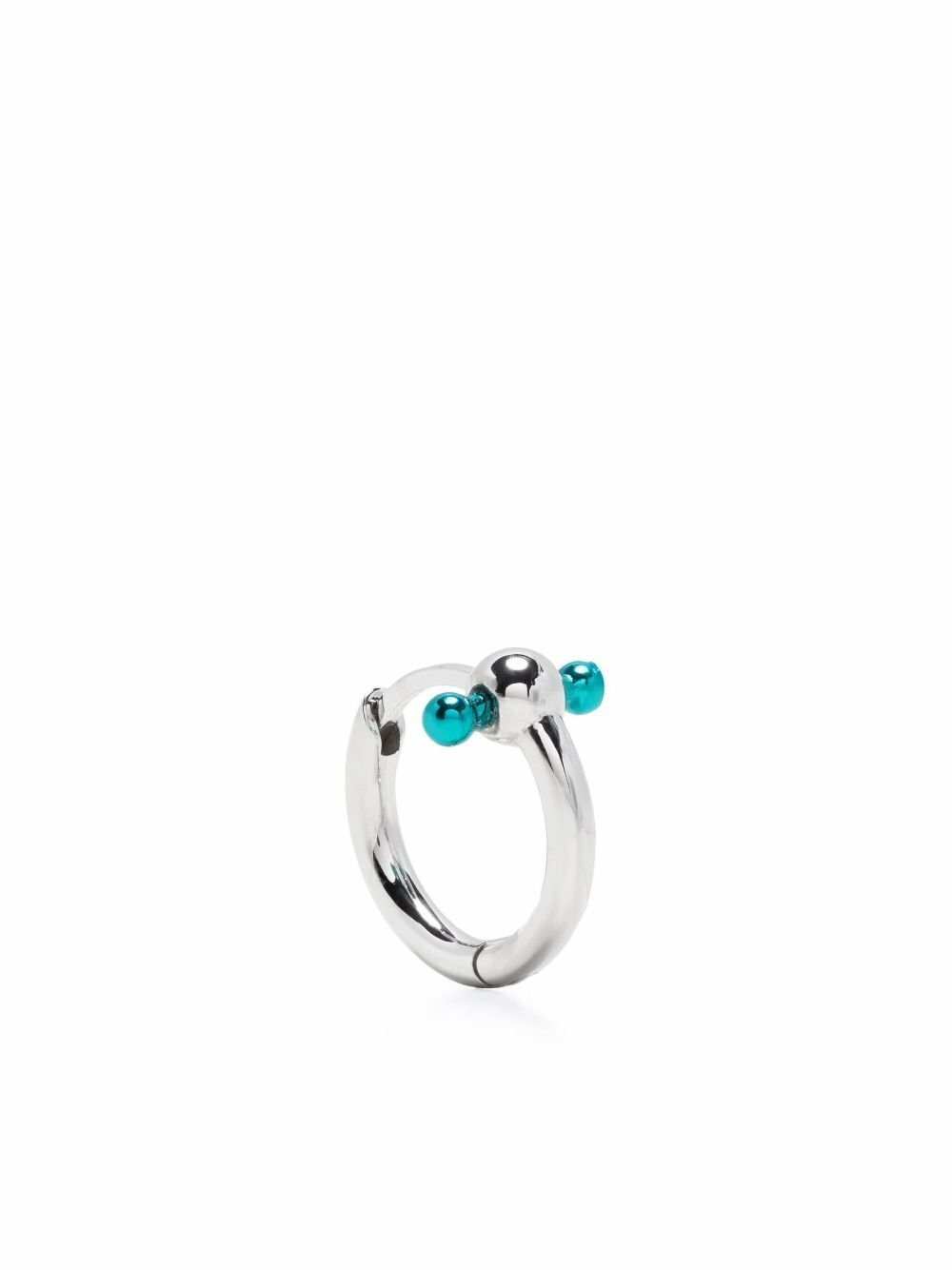 EÉRA 18K White Gold Blue Bar Mini Single Hoop Earring