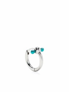 EÉRA 18K White Gold Blue Bar Mini Single Hoop Earring