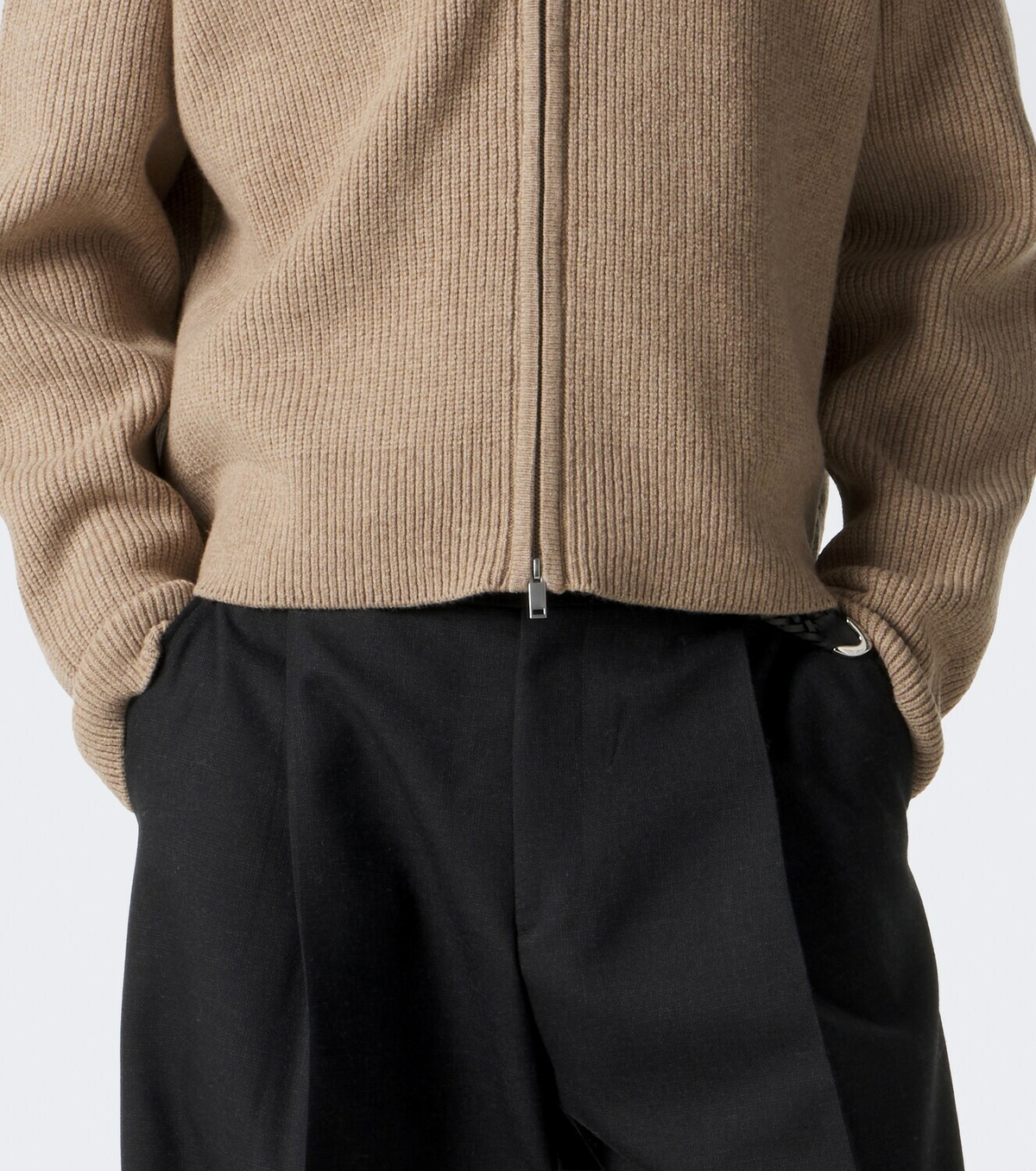 Studio Nicholson Ribbed-knit wool zip-up sweater