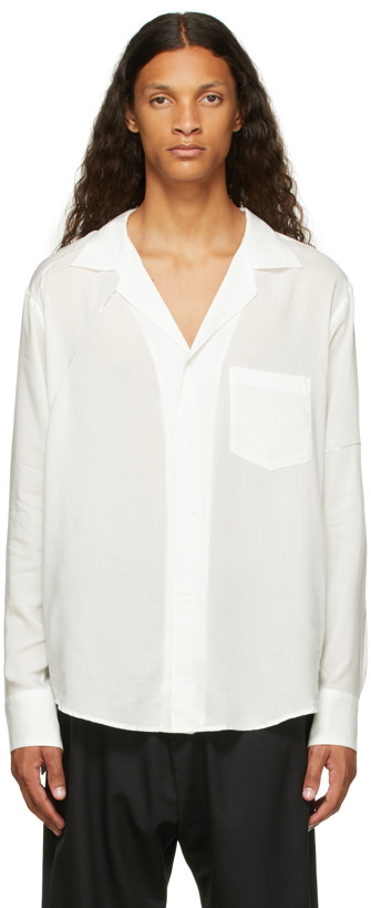 Photo: Sulvam White & Silver Rayon Open Collar Shirt