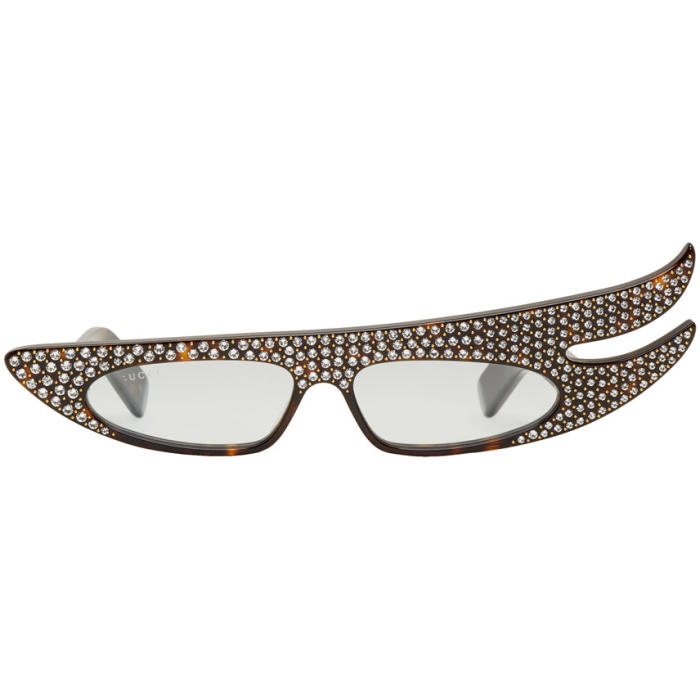 Photo: Gucci Tortoiseshell Asymmetric Rhinestone Sunglasses