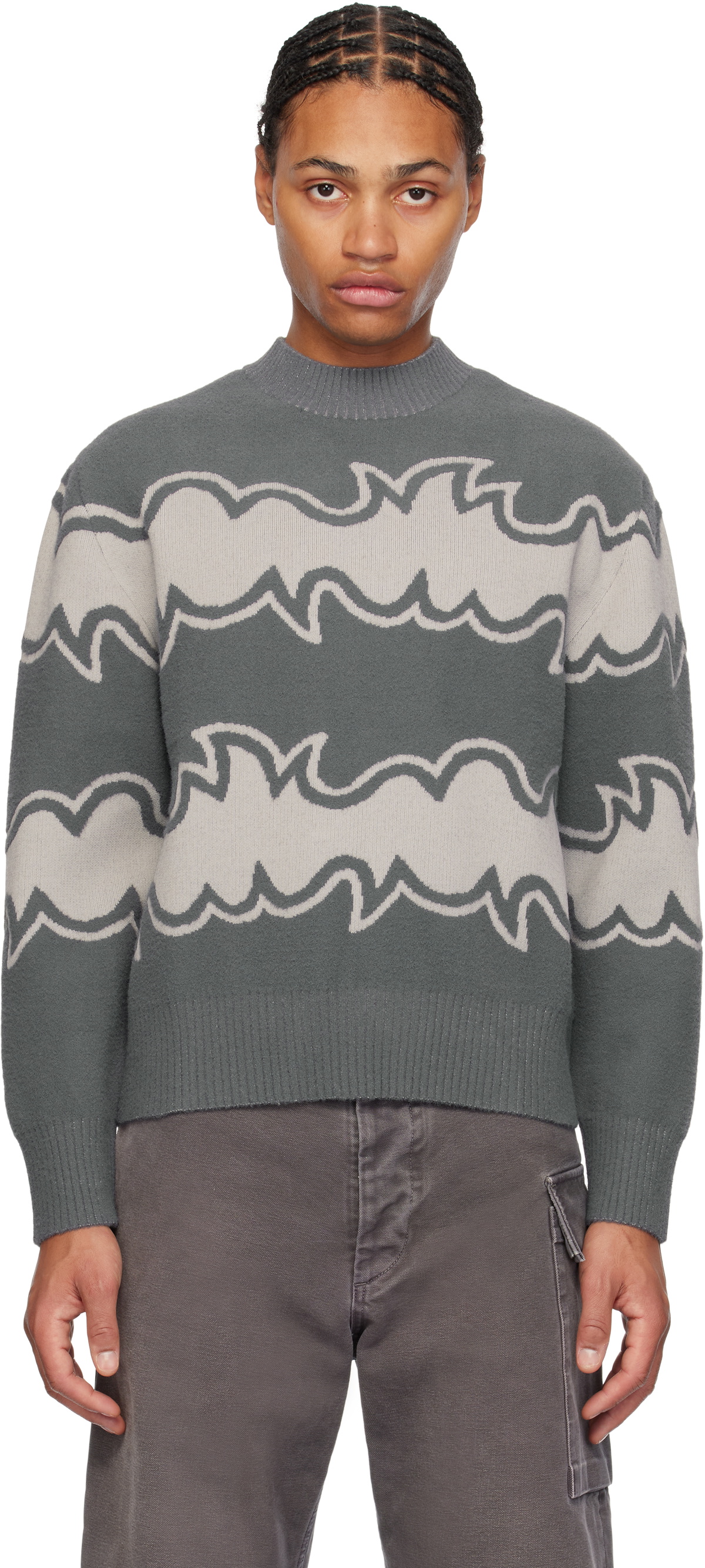 BLUEMARBLE Gray Jacquard Sweater