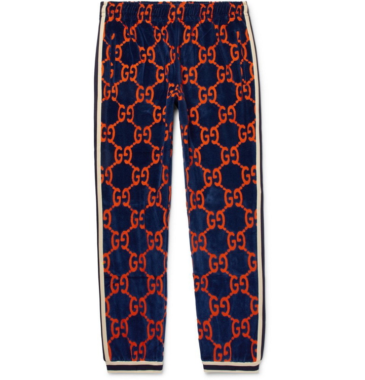 Photo: Gucci - Cotton Devoré-Velvet Sweatpants - Men - Navy