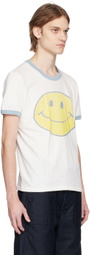 Re/Done White Smiley Ringer T-Shirt