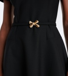 Oscar de la Renta Belted embellished wool-blend midi dress