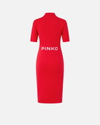 Pinko Knitted Midi Dress With Pinko Logo Mars Red