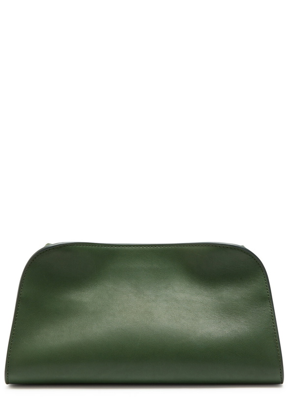Photo: The Row Peggy Leather Clutch - Green - One Size