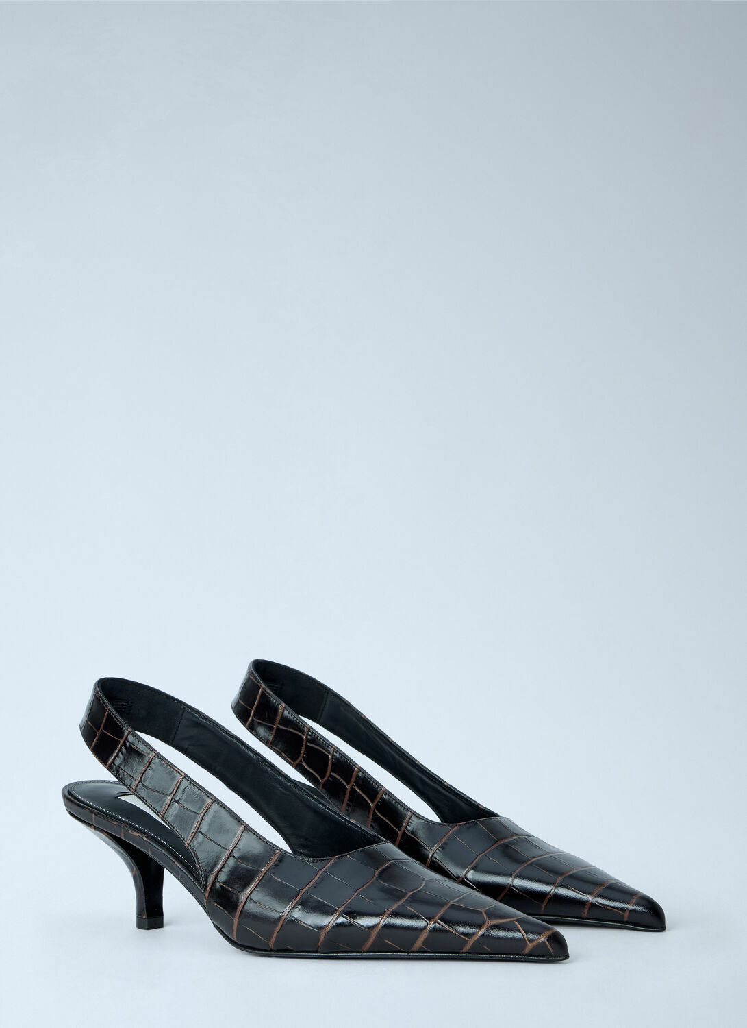 Toteme Classic Croco-Embossed Slingbacks