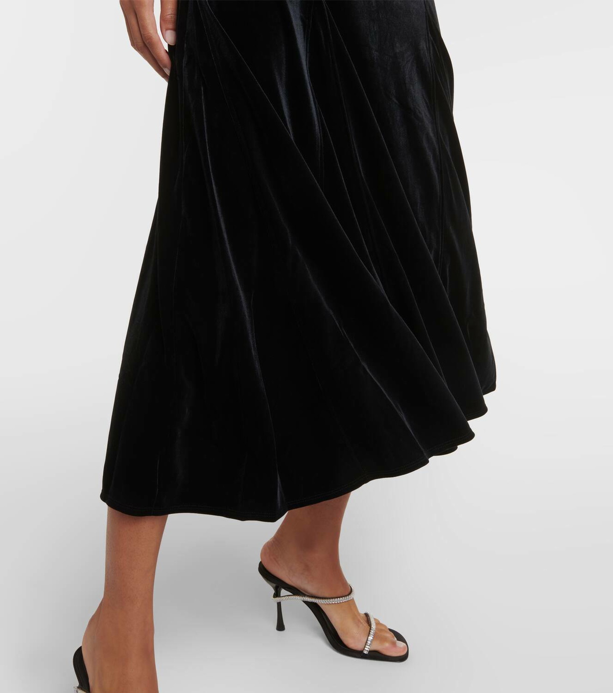 ganni velvet maxi dress Long Sleeved Pleated Velvet Maxi Dress