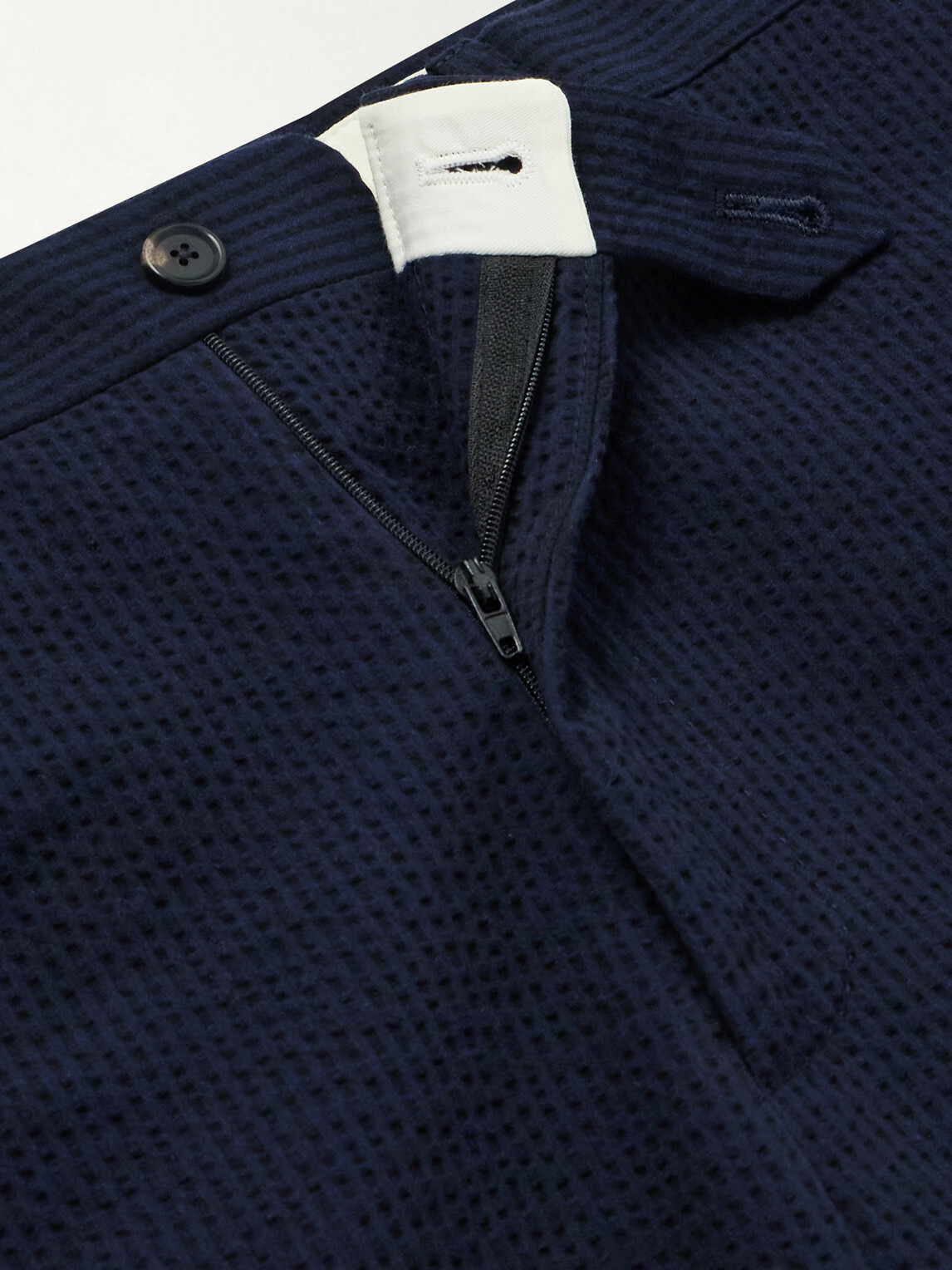 De Petrillo - Straight-Leg Cotton-Seersucker Suit Trousers - Blue