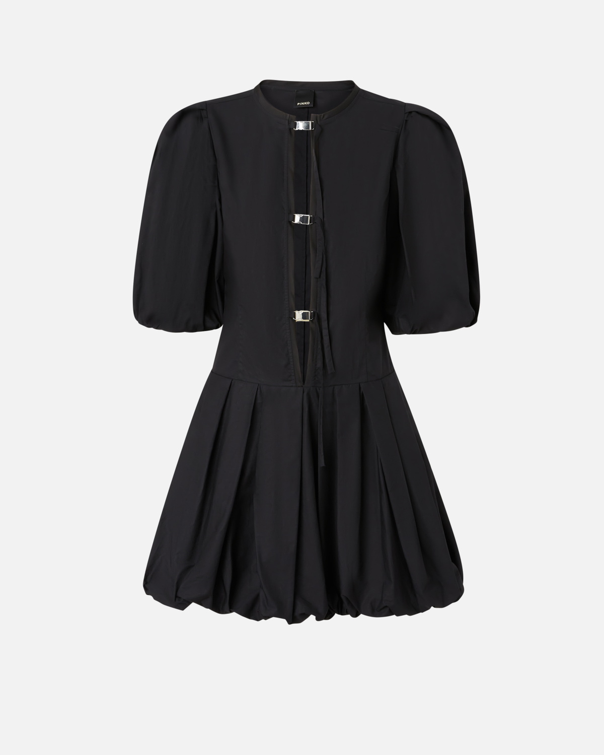 Pinko Short Dress With Balloon Skirt Limo Black