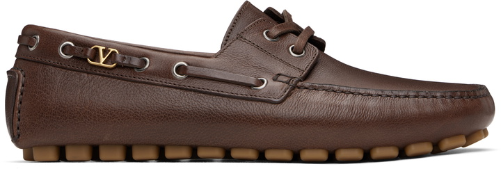 Photo: Valentino Garavani Brown Driver Fastaway Buffalo Loafers