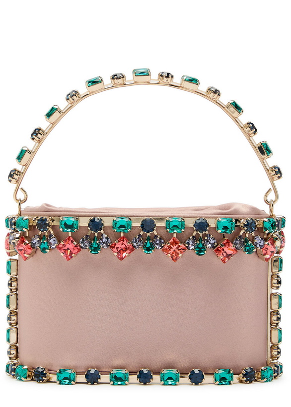 Photo: Rosantica Mini Holli Buganville Crystal-embellished Satin top Handle bag - Pink - One Size
