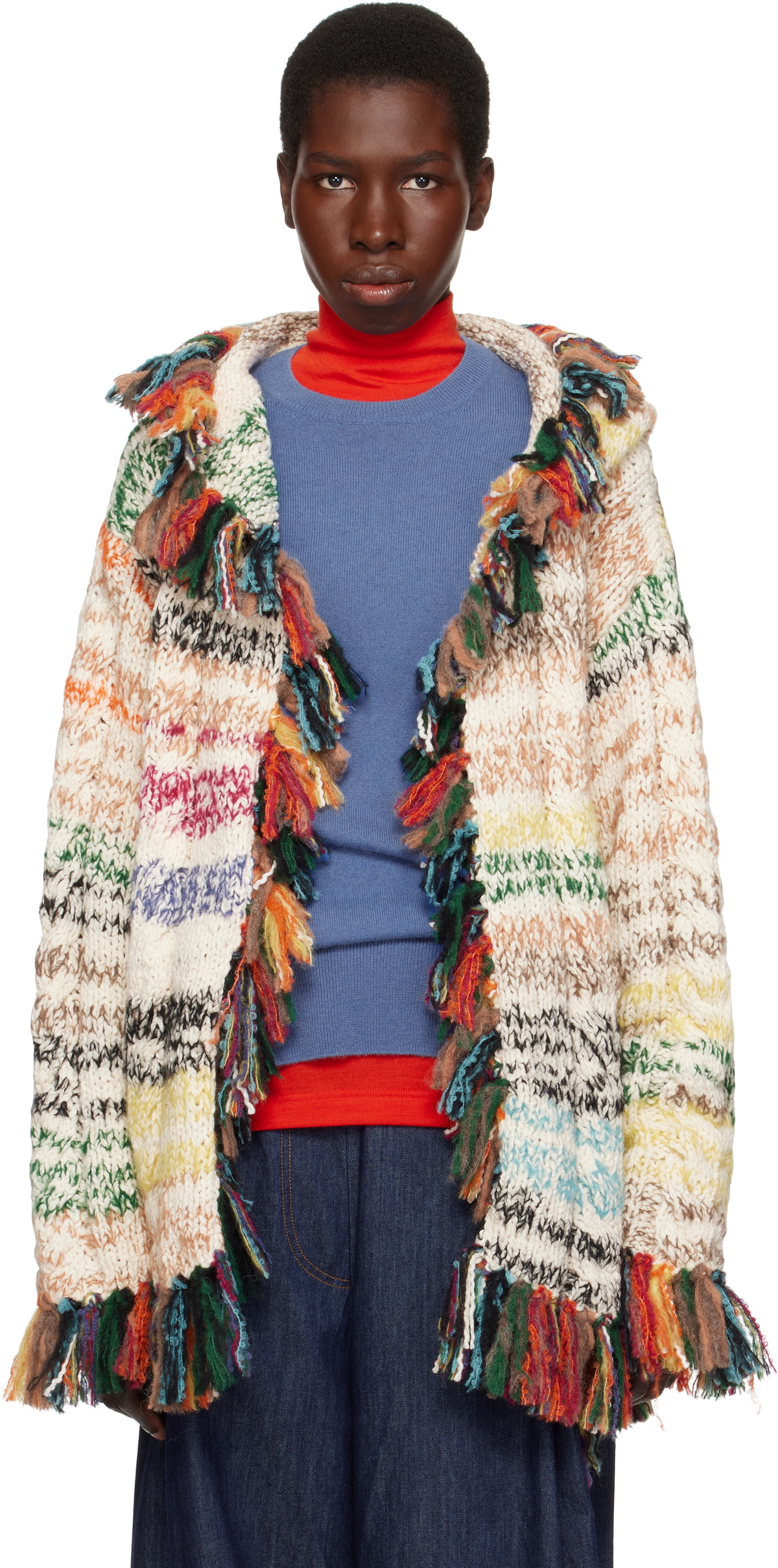 The Elder Statesman Multicolor Run Ragged Cardigan