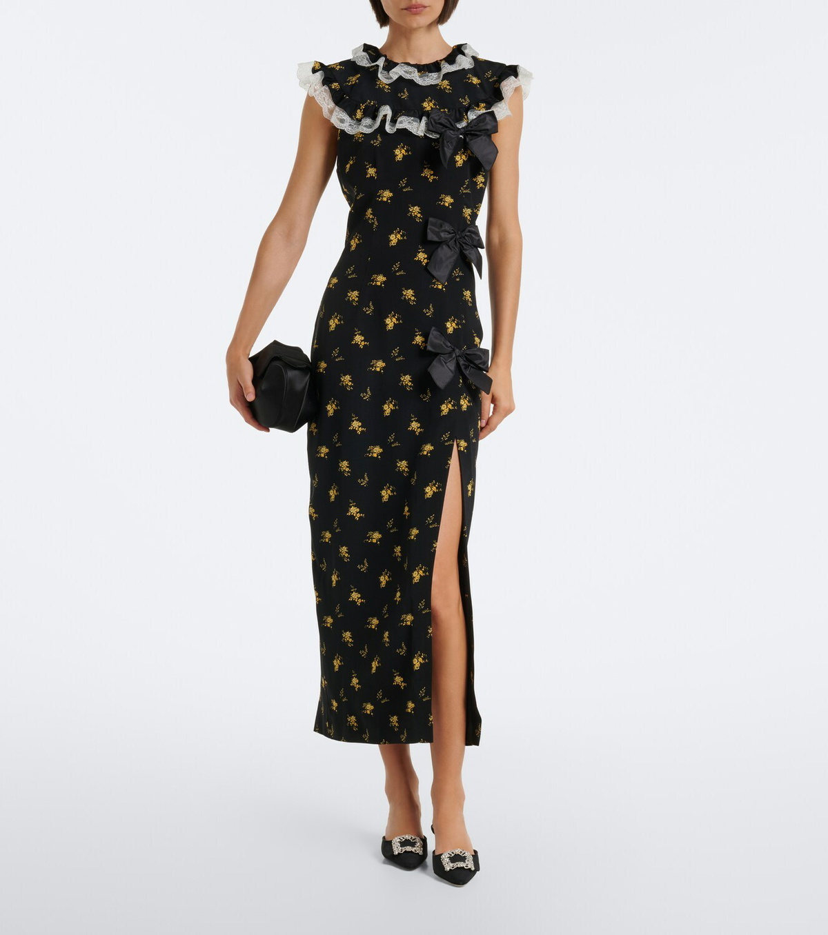 Alessandra Rich Bow-detail floral silk gown