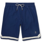 Brunello Cucinelli - Mid-Length Contrast-Trimmed Swim Shorts - Blue