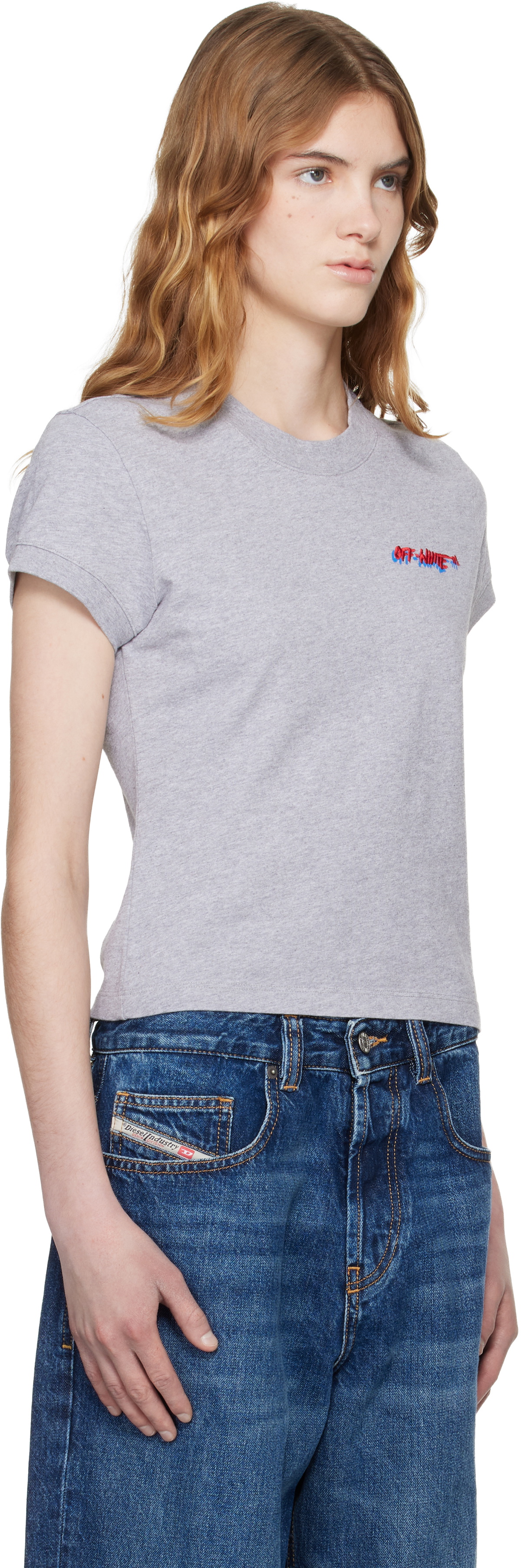 Off-White Gray 'Off-White' Shadow Fitted T-shirt