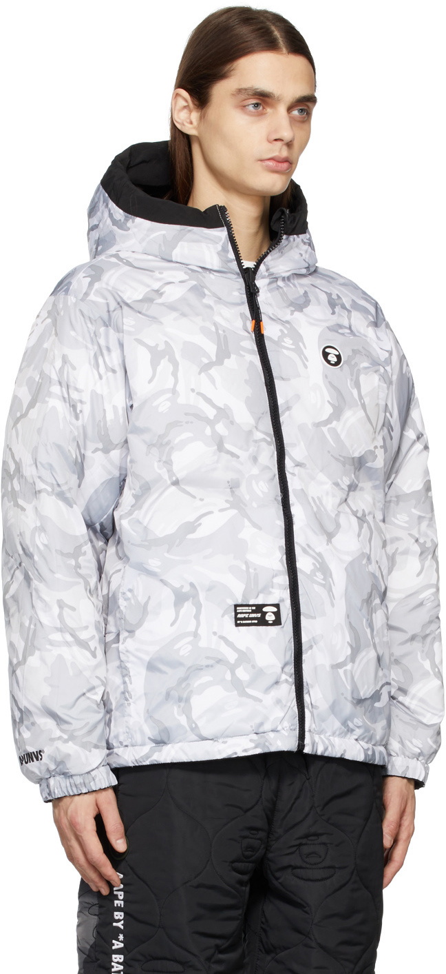 AAPE by A Bathing Ape Reversible Black & Grey Camo Down Jacket