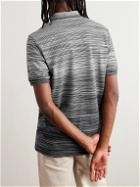 Missoni - Striped Space-Dyed Cotton-Piqué Polo Shirt - Gray