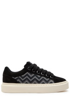 Cleens Ace Chevron-knit Suede Sneakers Black