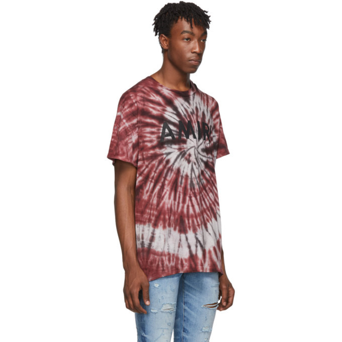 Amiri Logo Tee in Burgundy & White