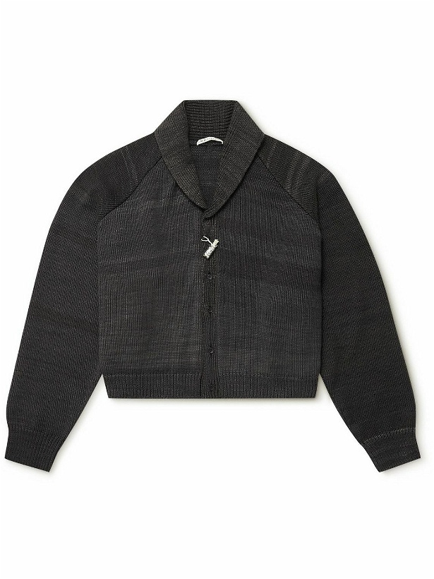 Photo: 11.11/eleven eleven - Shawl Collar Garment-Dyed Ribbed Merino Wool Cardigan - Gray