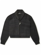 11.11/eleven eleven - Shawl Collar Garment-Dyed Ribbed Merino Wool Cardigan - Gray