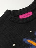 The Elder Statesman - LAND Gallery World is Safe Intarsia Cashmere Sweater - Black