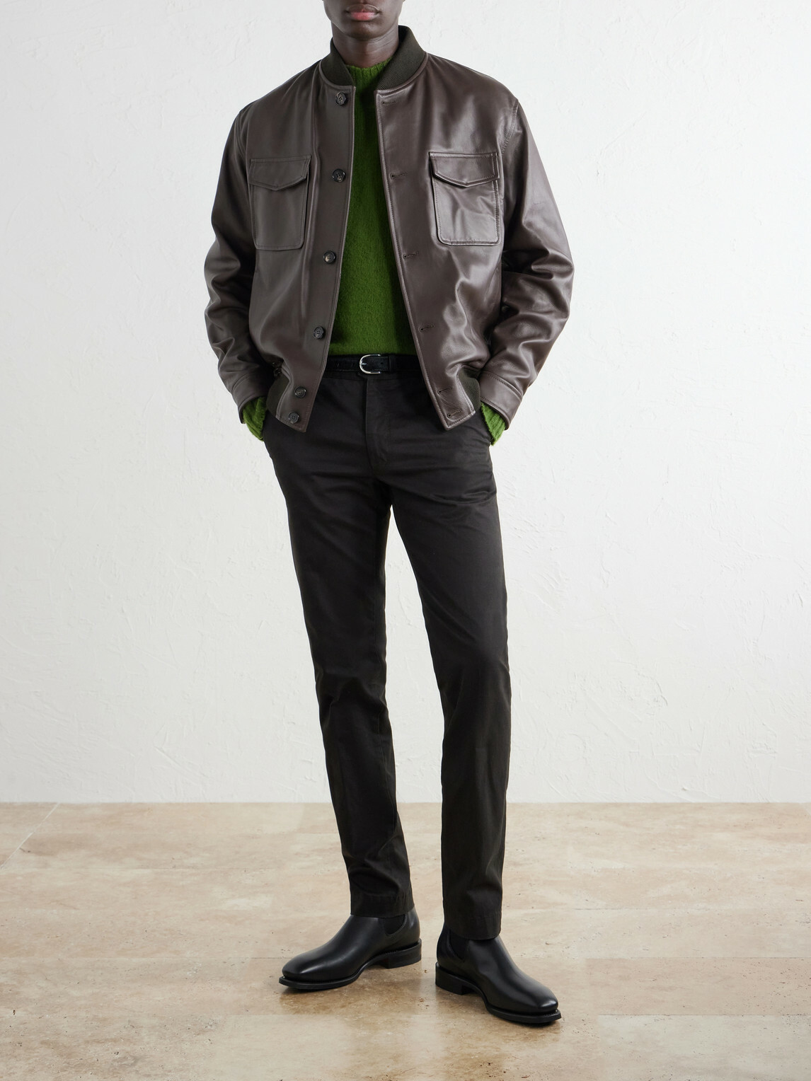 Slowear - Montedoro Leather Bomber Jacket - Brown