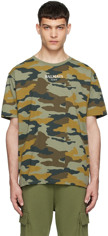 Photo: Balmain Khaki Camouflage Vintage T-Shirt