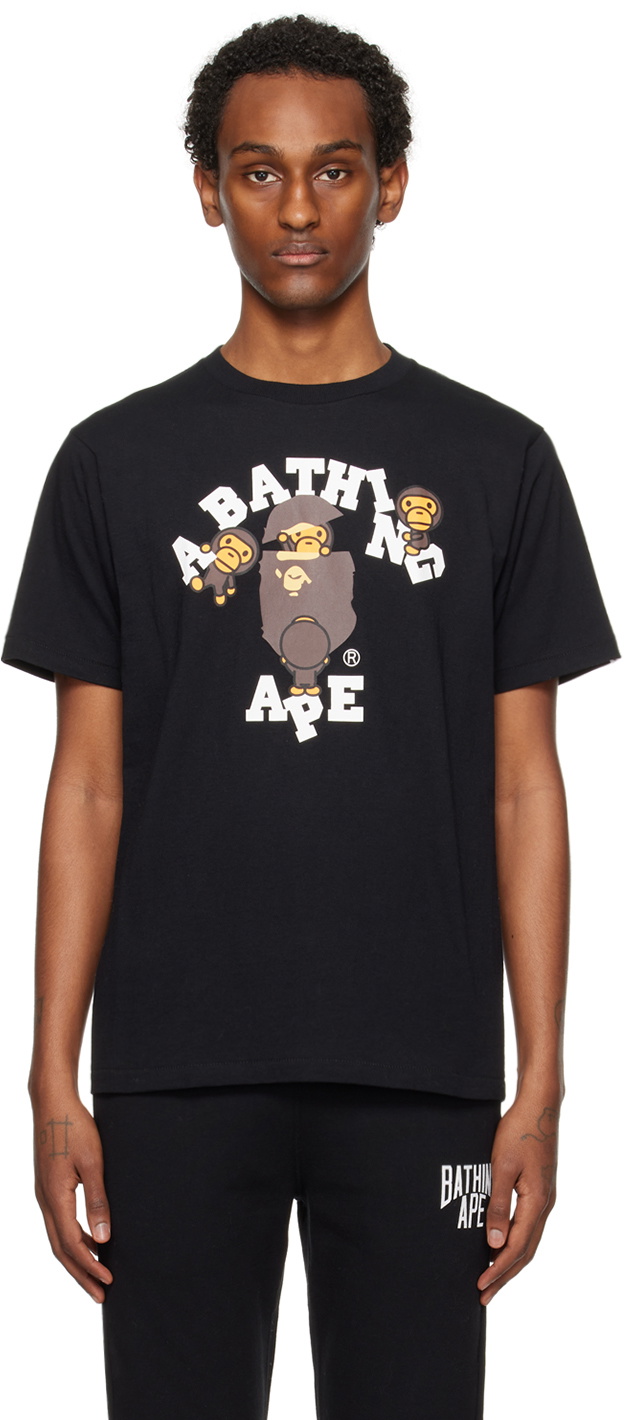 BAPE Black College Milo T-Shirt A Bathing Ape