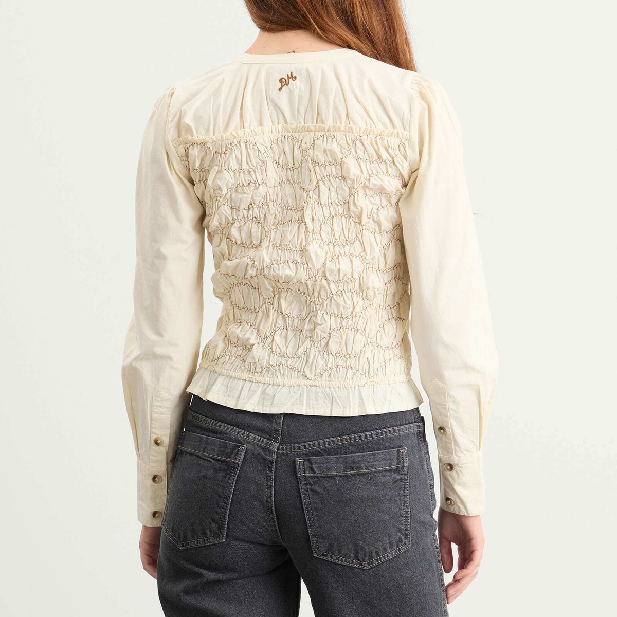 Damson Madder Women's Elliana Smocked Cardigan in Butter