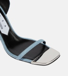 Area x Sergio Rossi Amazona feather-trimmed denim sandals