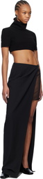 Mônot Black Crêpe Cropped Top