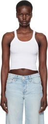 Re/Done White Hanes Edition Cropped Ribbed Tank Top