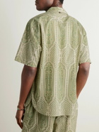 Kardo - Ronen Convertible-Collar Printed Cotton Shirt - Green