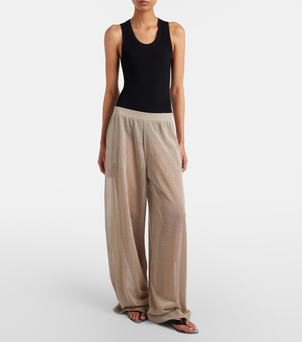 Alaïa Linen and silk wide-leg pants