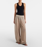 Alaïa Linen and silk wide-leg pants