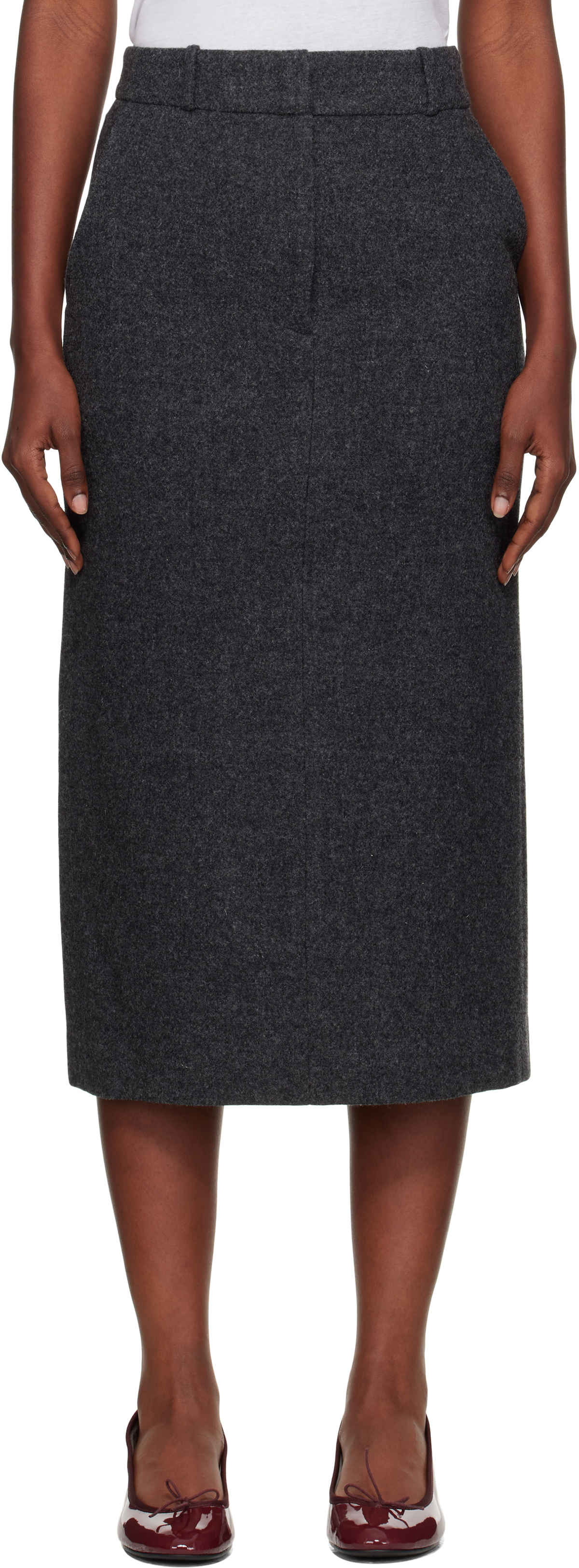 Nothing Written Gray Bany Wool Midi Skirt