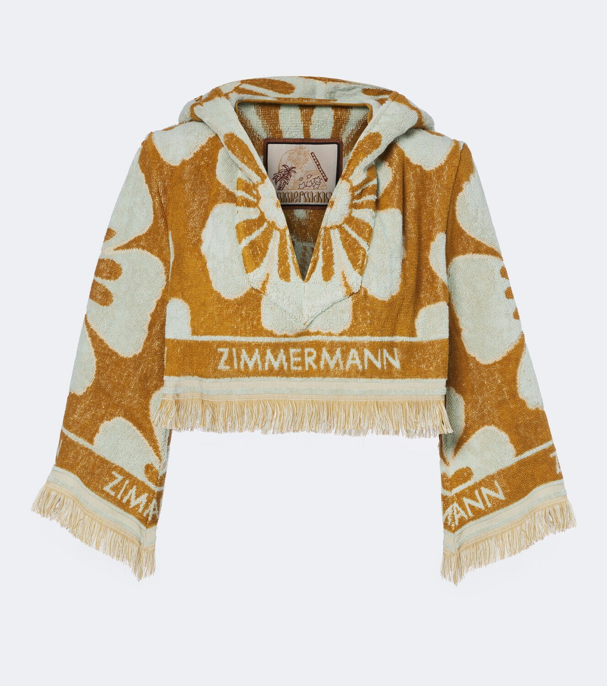 Zimmermann Fairlight floral cropped terry hoodie