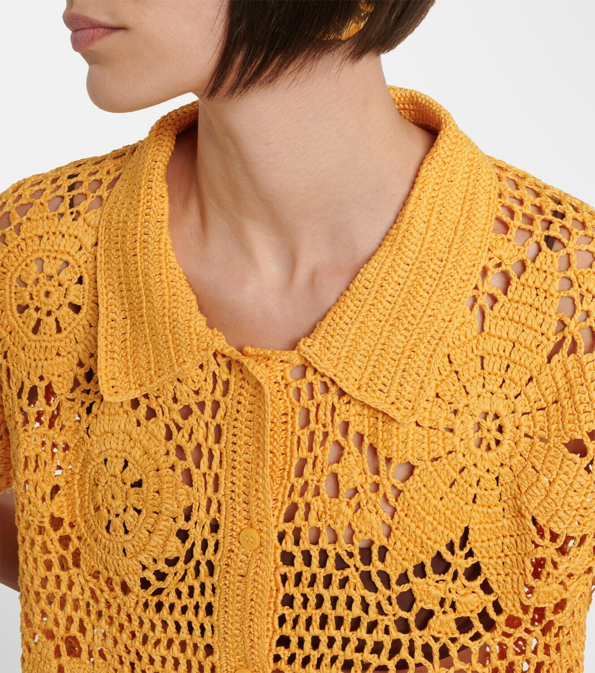 Simkhai Macks floral crochet cotton shirt