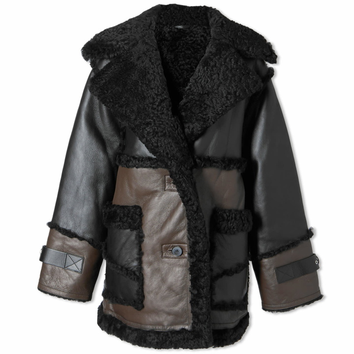 Photo: Shoreditch Ski Club Women's Reva Shearling Coat in Black/Bitter Chocolate Brown