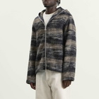 Our Legacy Men's Woods Check Lofty Wool Full Zip Hood in Night