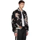 Dolce and Gabbana Black Floral Angels Bomber Jacket