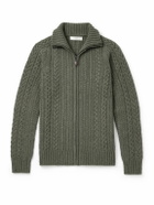 Purdey - Burlington Cable-Knit Wool and Cashmere Zip-Up Cardigan - Green