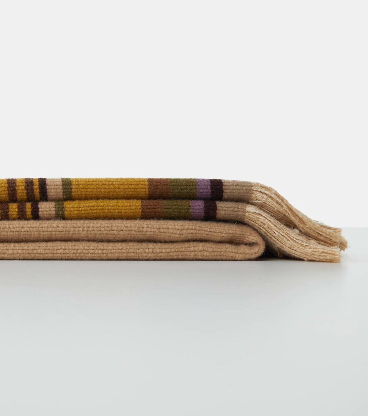 The House of Lyria Grottesco striped silk and wool-blend blanket