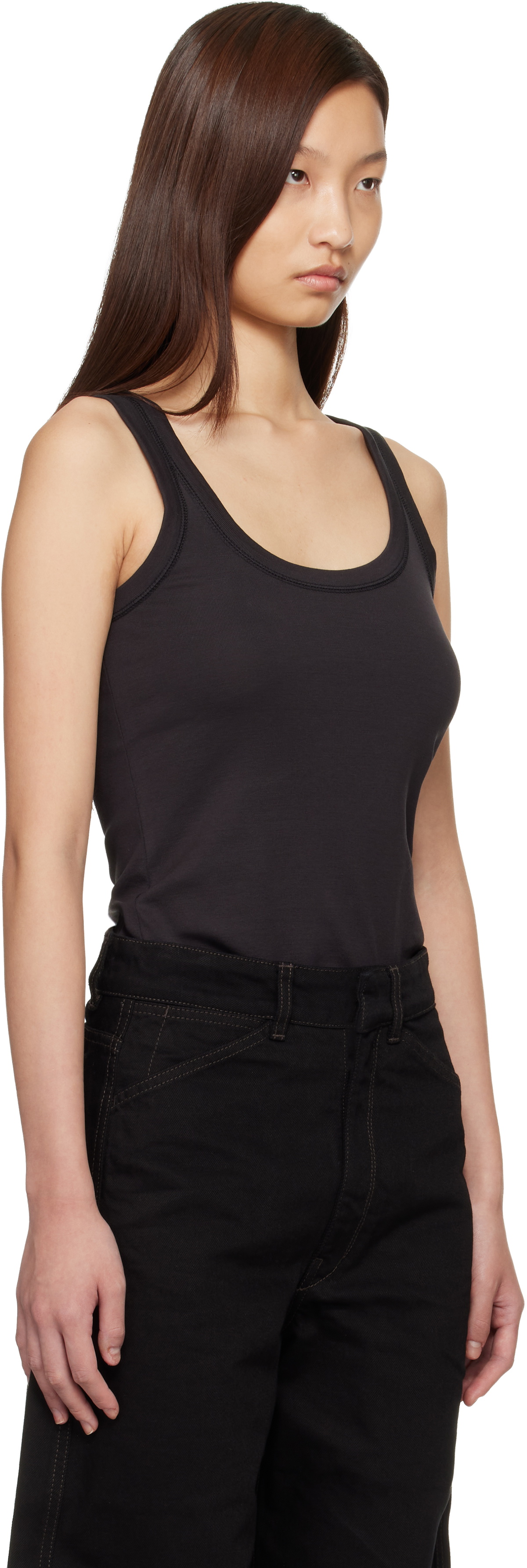 LEMAIRE Black Rib Tank Top