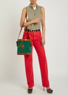 Versace Chain Small Leather and Suede Bucket bag - Green - One Size