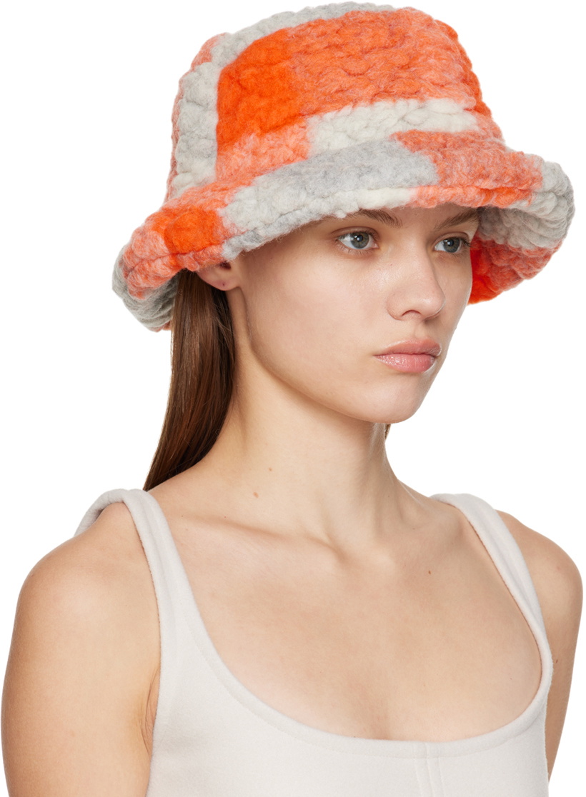 Henrik Vibskov Orange & Gray Colorblock Bucket Hat
