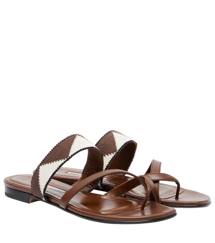Photo: Manolo Blahnik Susastra cotton-trimmed leather sandals